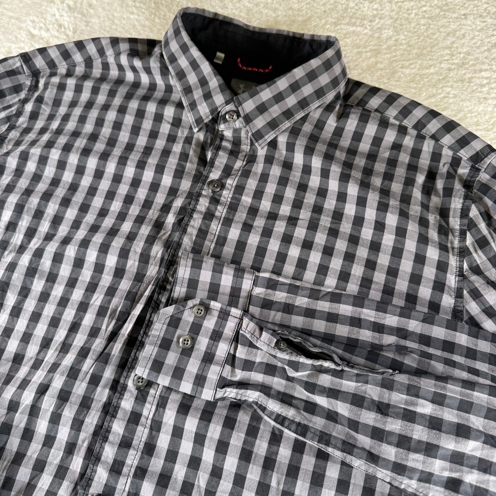 Under Armour Long Sleeve‎ Button Down Dress Shirt Black Gray 2XL XXL Men Collar
